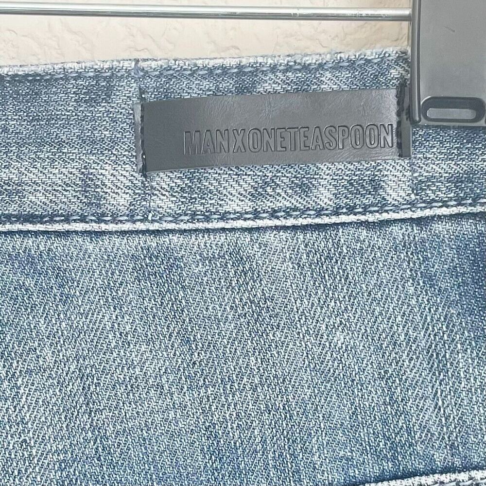 MAN X ONE TEASPOON Mr. Whites Mens Relaxed Tapered Blue Suede Jeans 30R - Picture 8 of 12